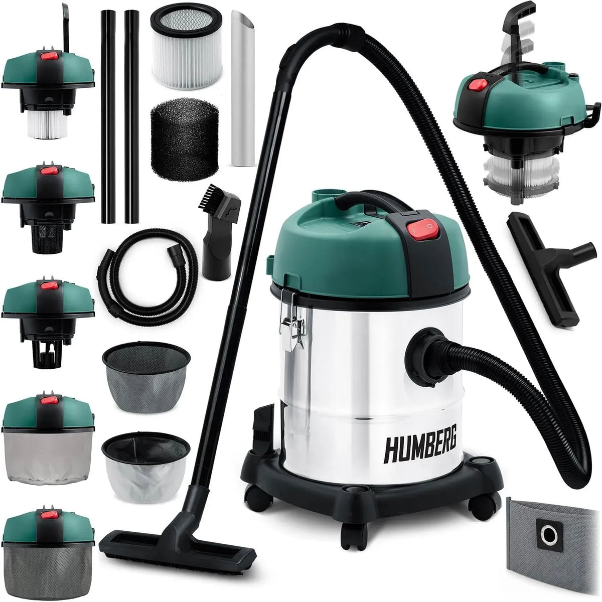 Aspirateur, 20 L, 1200 W, industriel, appareil électrique d'aspiration, Humberg Aspirateur industriel humide et sec