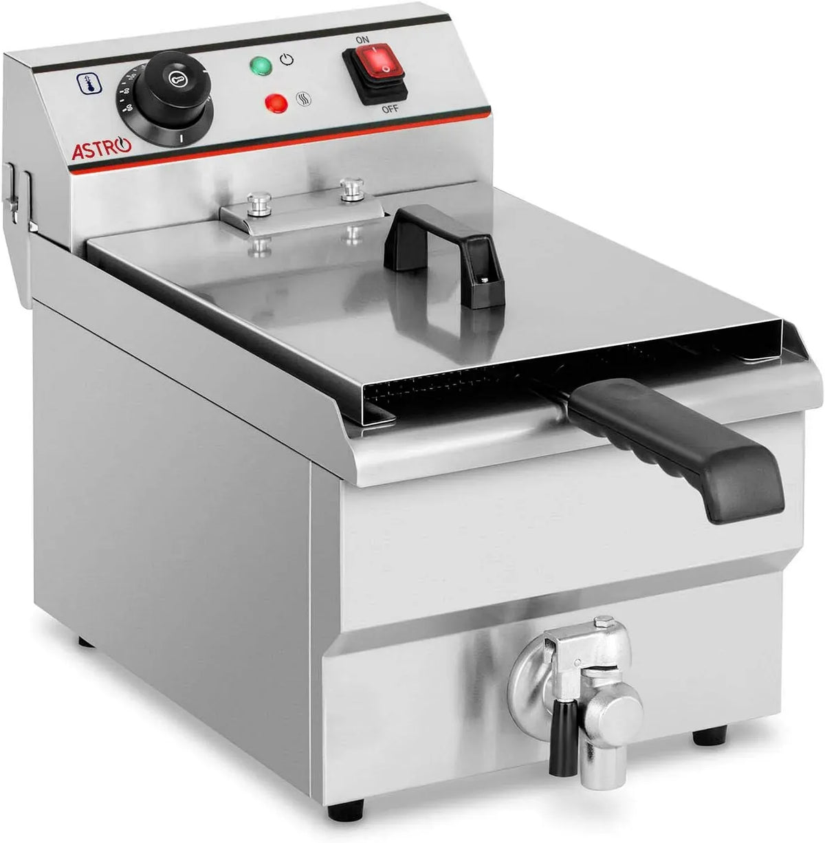 Robinet de cuisine, 10 L, 3200 W, professionnel, acier inoxydable, Astro Friteuse Professionnelle Électrique 10 L