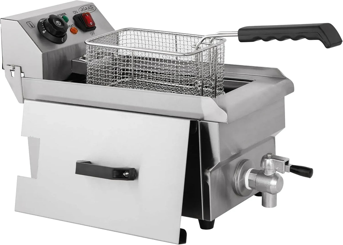 Panier de Friture et Couvercle, pour Hakka Friteuse Électrique Professionnelle, 6 Litres Grande Capacité en Acier Inoxydable avec Égouttoir, Cuve