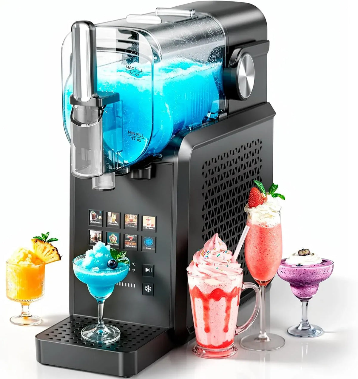 Machine à Granit, Machine à Glace, machine à granité, 2 L, 8 programmes, tactile, silencieux, bois