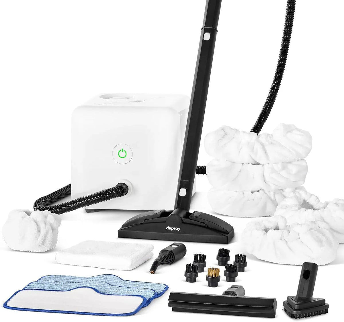 Nettoyeur vapeur, Kit 22 Pièces avec 5 Grands bonnets inclus, Pack complet 22 pièces avec 5 bonnets rectangulaires