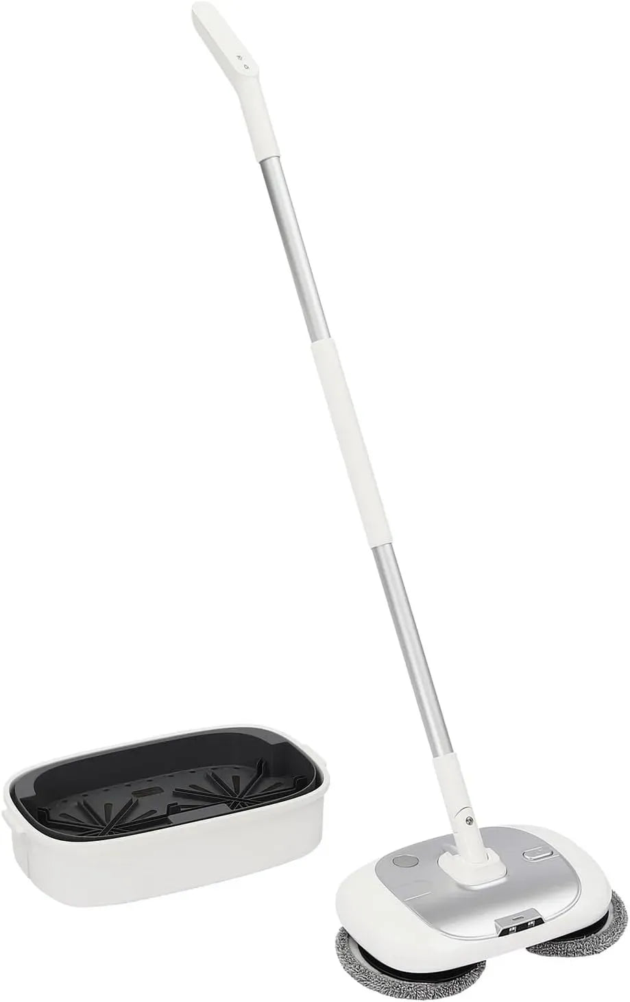 Aux Sols Durs, 40W Électrique Rotatif Vadrouille équipé de 4X Chiffons de Nettoyage et Seau pour Carrelages, Electrique Sans Fil, Aux Sols Stratifiés