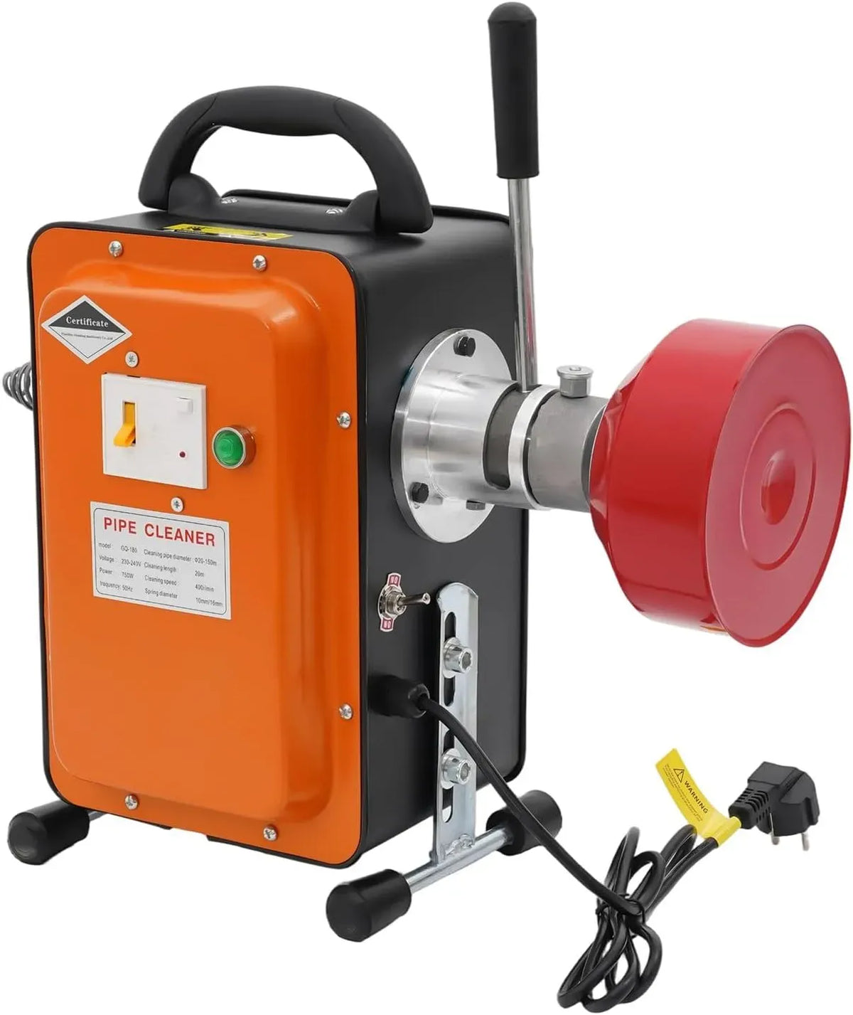 interrupteur, Nettoyeur, 750 W, 20 m, 16 m, 2,5 m, 150 mm, professionnel, pour tuyaux d'évacuation de 20 à 150 mm de diamètre