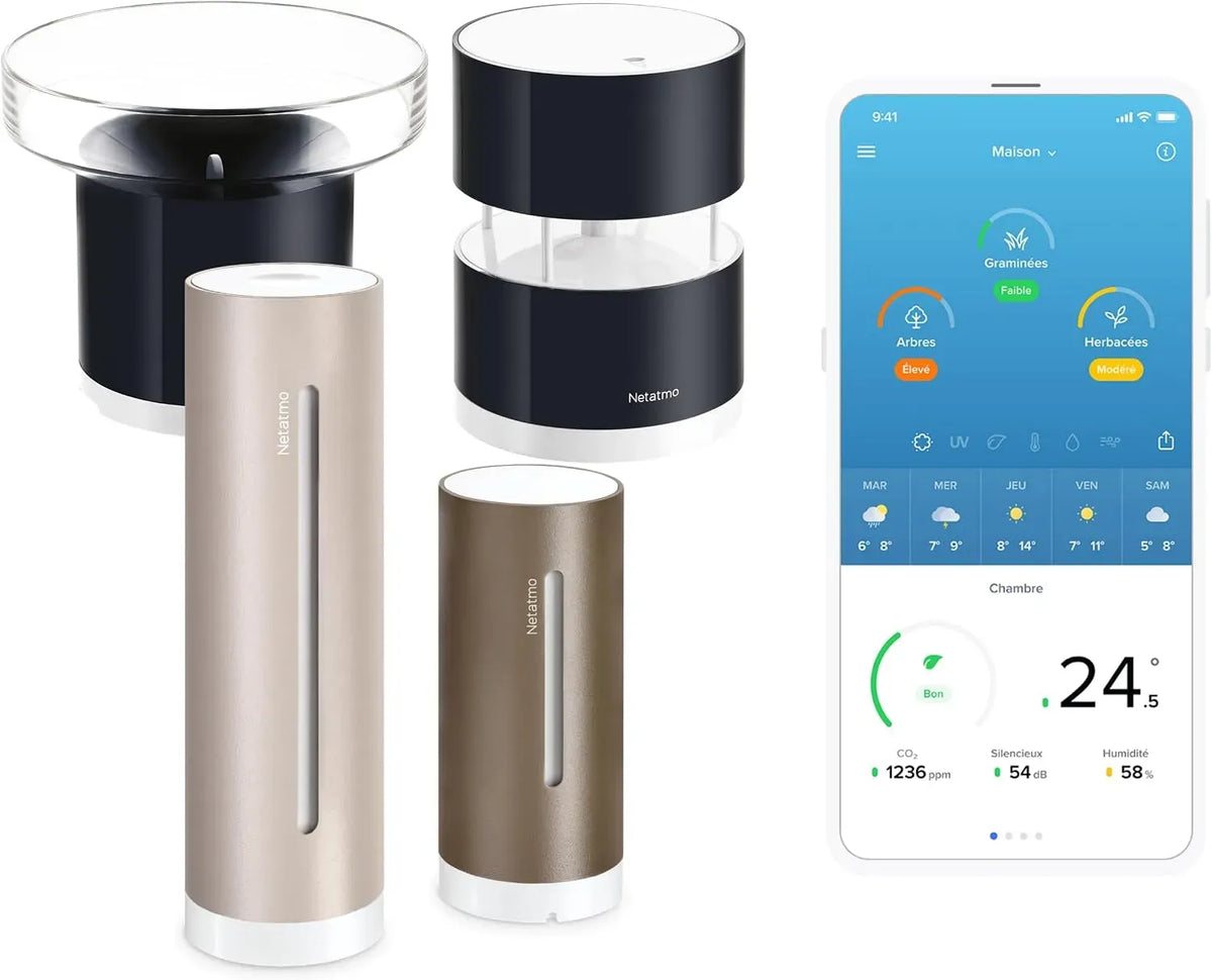 Apple Netatmo Station, station météo sans fil, extérieur, 2 zones de température