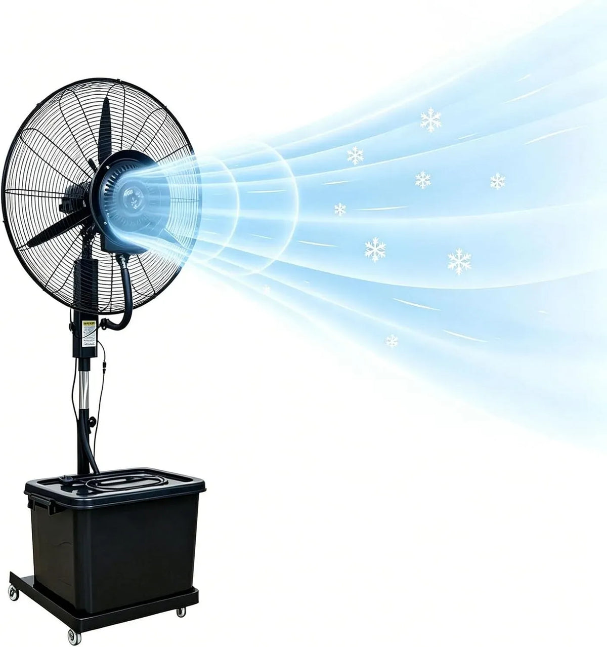 Rafraîchisseur d'air, 200 cm, 42 L, Ø 81 cm, 3 niveaux, oscillation, Oscillation Automatique 90°, Pied Télescopique Ajustable 160-200 cm, Roues 360°