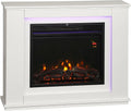 1000W/2000W Minuterie, Fausse Cheminée Décorative, Cheminée Électrique Effet Flamme 12 Couleurs Blanc, 5 Luminosités Réglables, Jusqu'à 30 m², Manteau