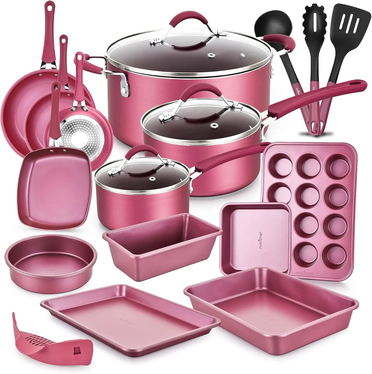 Four électrique, four de cuisson, batterie de casseroles et poêles, NutriChef Batterie de Cuisine Induction 20 Pièces Antiadhésive