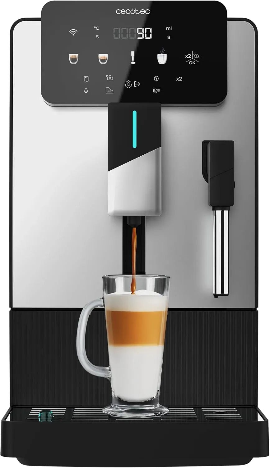 Cecotec 19Bars Machine à Caf, Moulin, machine à café électrique, 1,1 L, 150 g, grand réservoir, vapeur, 5 Niveaux