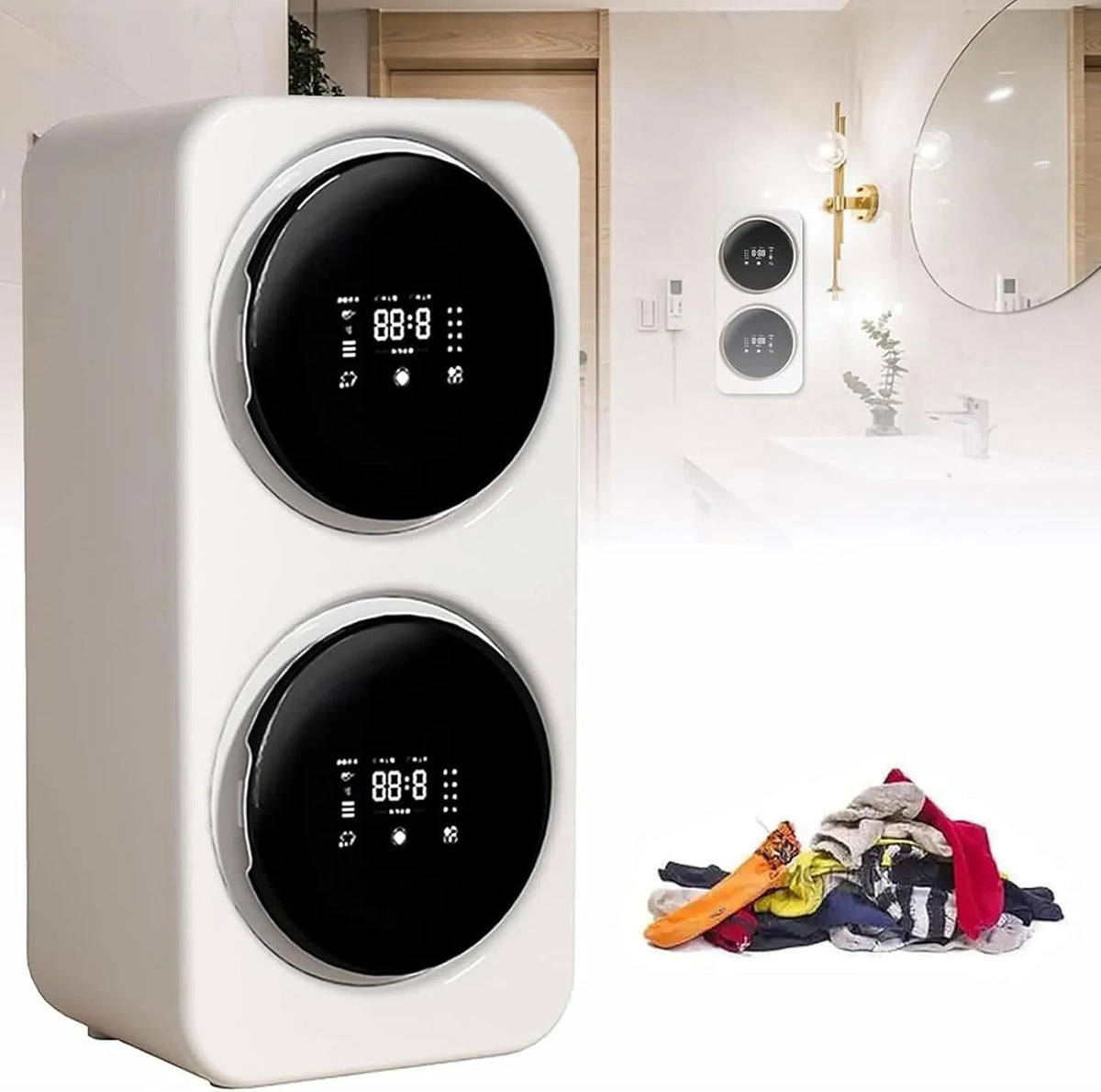 Lave-linge séchant, 3,5 L, lave-linge/sèche-linge, portable, écran LCD, camping, Double Cuve 3,5 L, Camping-Cars, pour Appartements, 4 Modes