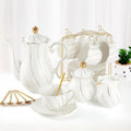 ensemble de thé, ensemble de tasses à thécafé de luxe de style britannique avec bordure dorée, Service à thé 22 pièces en porcelaine blanche pour 6