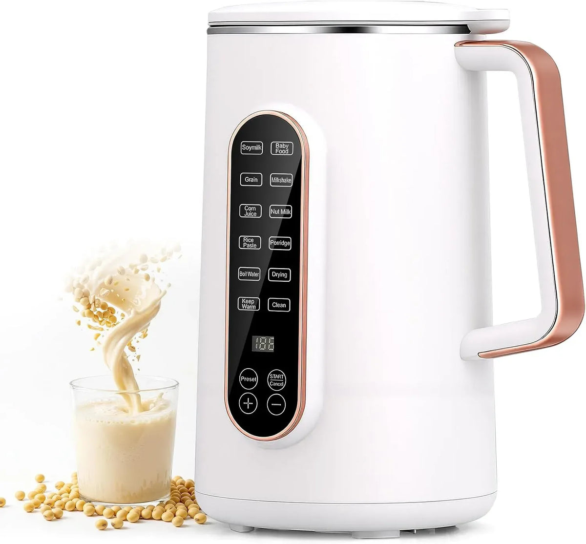 8-en-1 12h Machine à Lait, machine à lait végétal et lait de noix, 1,2 L, 220 V, maintien au chaud, bois, pour Lait d'Amande Boissons Sans Lait