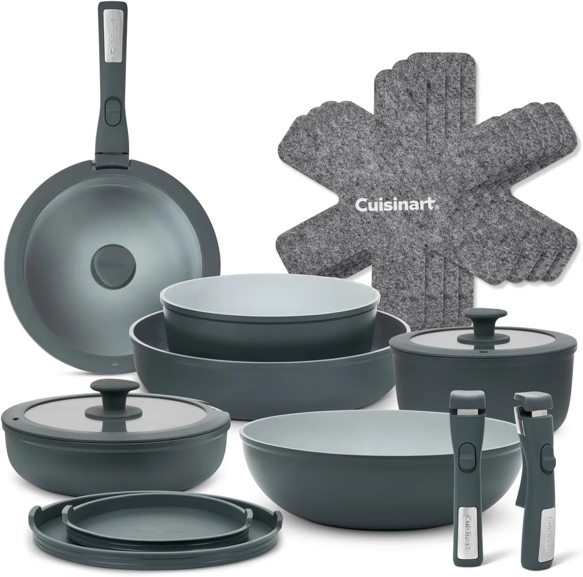 Batterie, batterie de casseroles et poêles, amovible, 18 pièces, cuisine 18 pièces à poignée amovible