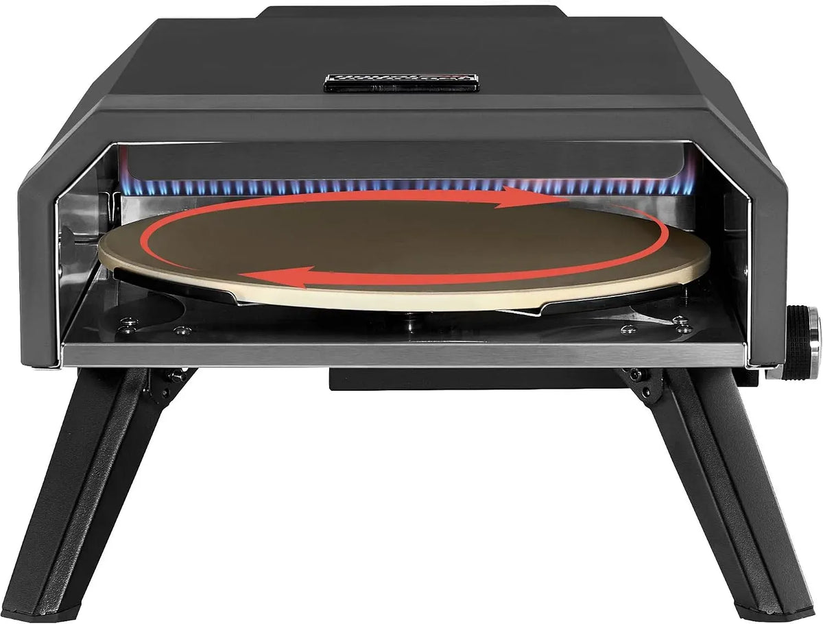 Four électrique à pizza, 33 cm, extérieur, camping, noir, Barbecue à Pizza de 4 KW avec Pierre Pizza de ⌀33 cm
