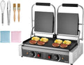 VEVOR Presse, gril à panini et croque-monsieur, 48,5x23 cm, 3600 W, 2 zones de température, acier inoxydable, pour Hamburger