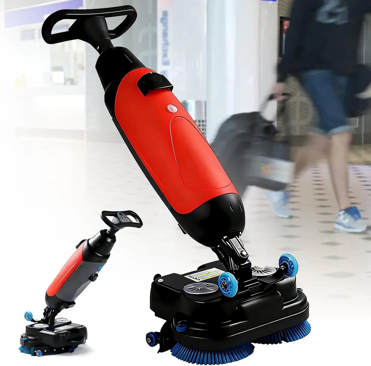 terrazzo, carrelages, pour autopropulsée, Mini autolaveuse de sol professionnelle 17' pour parquets, rotation à 360°, marbre, sols en ciment, pour la