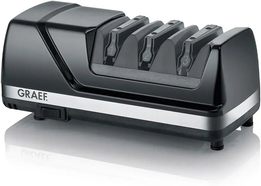 GRAEF CX125 revêtement diamanté, chasse, pour couteaux de cuisine, Aiguiseur électrique 3 phases, angle 15°, pro et à lame crantée, résultats